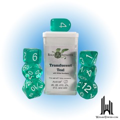 SET OF 7 DICE: TRANSLUCENT TEAL